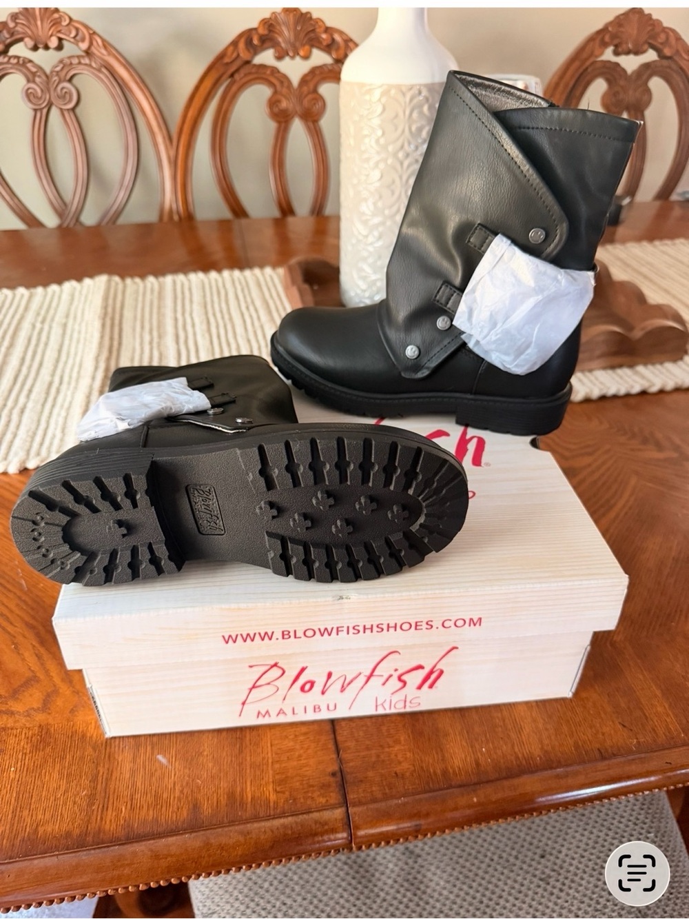 Blowfish Kids Black Fold-Over Snap Boots